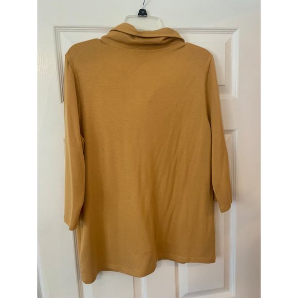 Onque Casuals Brown 3/4 Sleeve Collared Zip Up Sweater Large - Picture 5 of 5